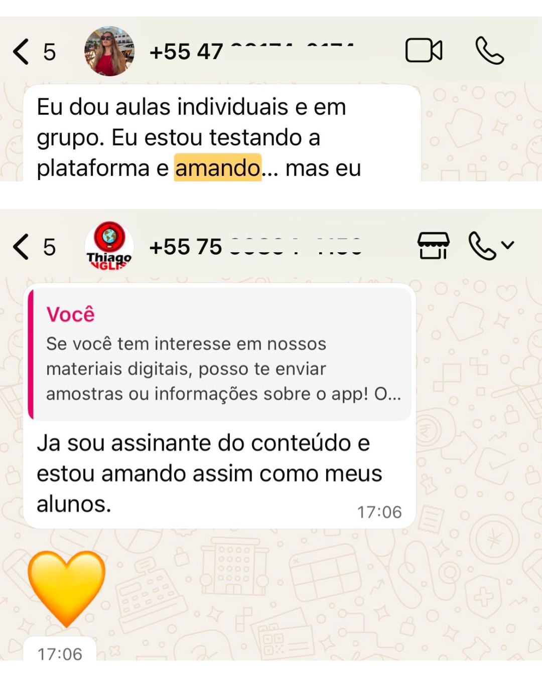 Depoimento de professora, publicado na página oficial do app, 1