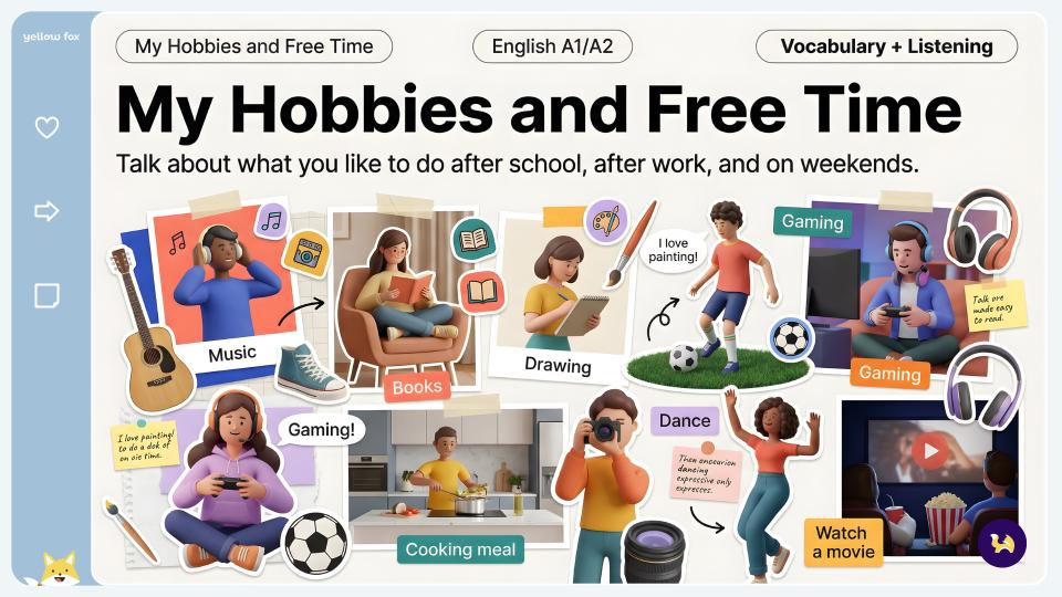Exemplo da lesson My Hobbies and Free Time